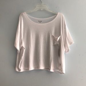 White Crop Top With A Front Pocket